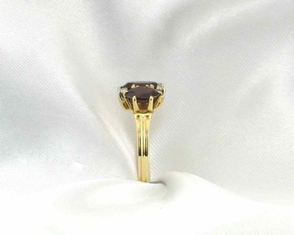 Estate 14k Yellow Gold Garnet Ring with Diamonds - Size 6.25 - January Birthstone