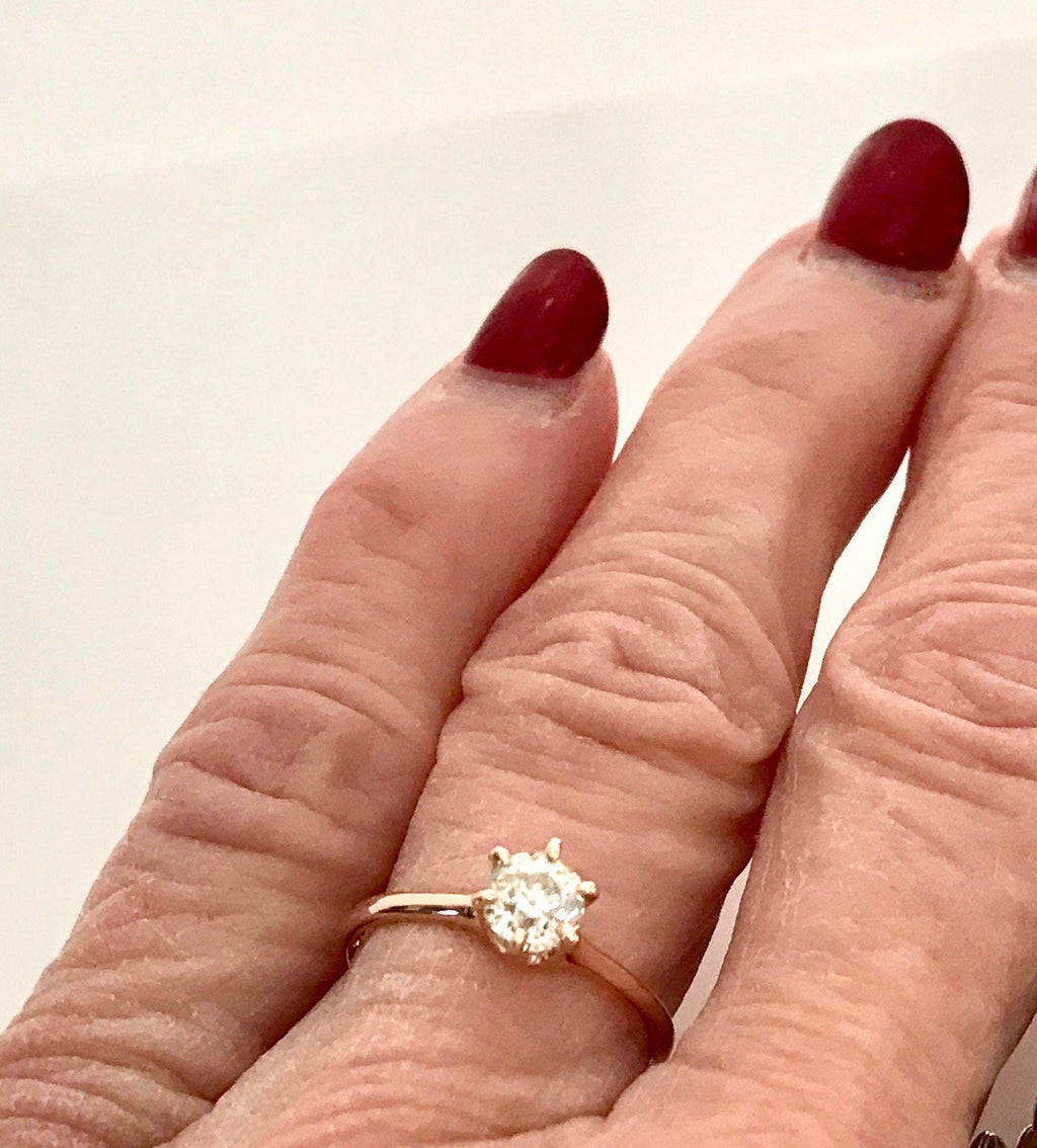 Classic Diamond Solitaire in Yellow Gold - Vintage Style