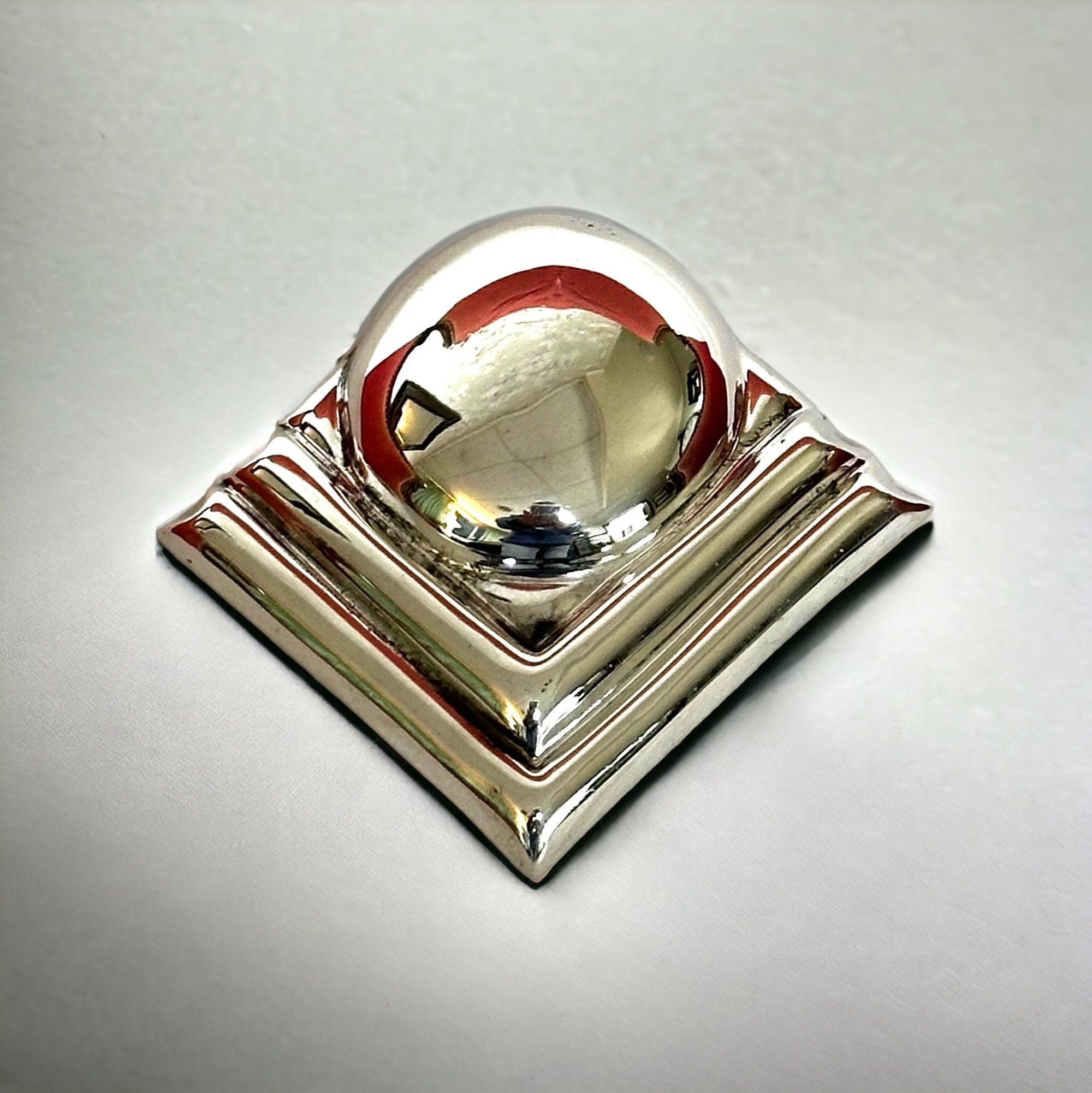 Sterling Silver Geometric Pin or Pendant, Vintage Art Deco Style Brooch