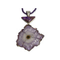 Vintage Sterling Silver Amethyst Stalactite Slice Pendant with Sugilite