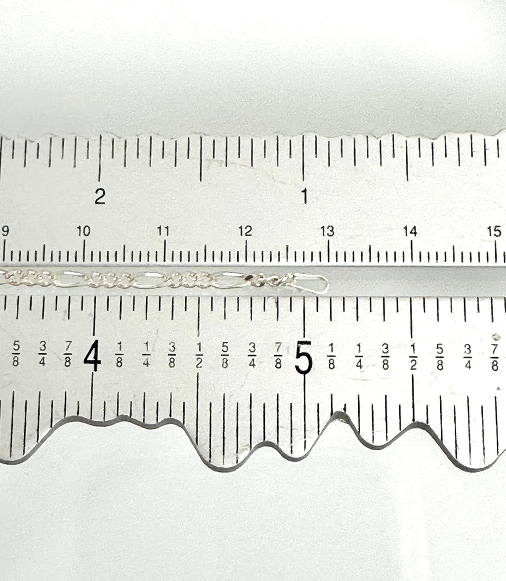 Sterling Silver Childs ID Bracelet: Vintage Figaro Chain, Heart Cutout