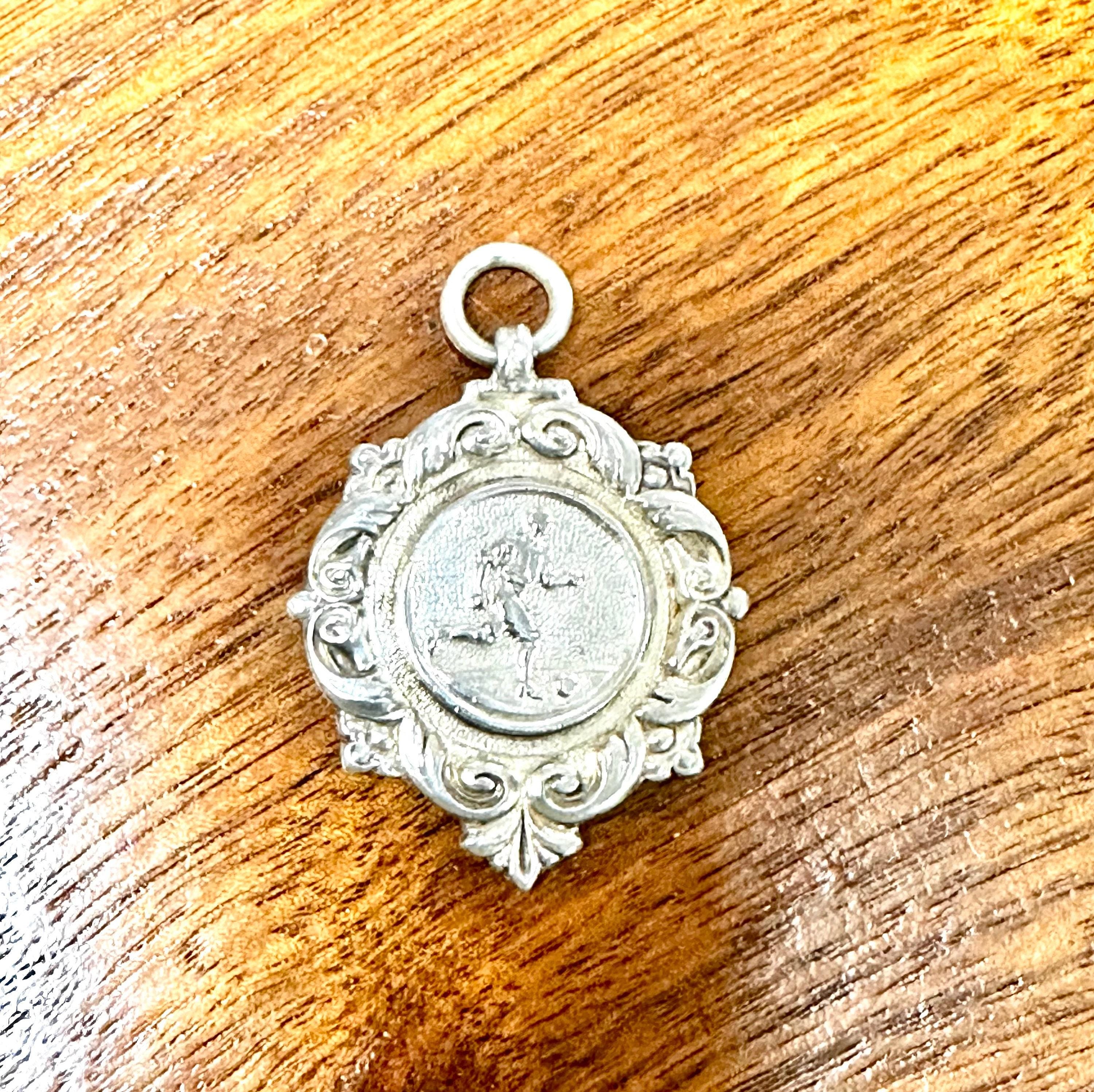 Hallmarked Vintage Sterling Silver Soccer Football Medal Dated 1921