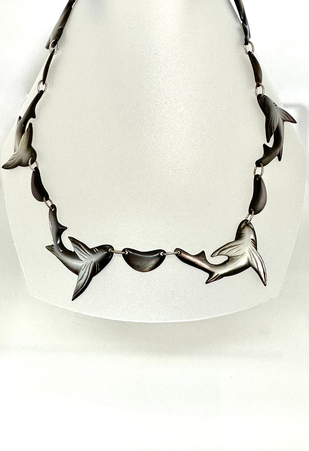 Sterling Silver Shark Necklace: Mother of Pearl Marine Life Jewelry