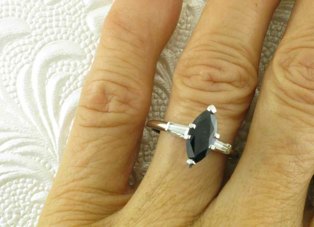 Platinum Marquise Blue Sapphire Ring: Diamond Alternative Engagement Ring