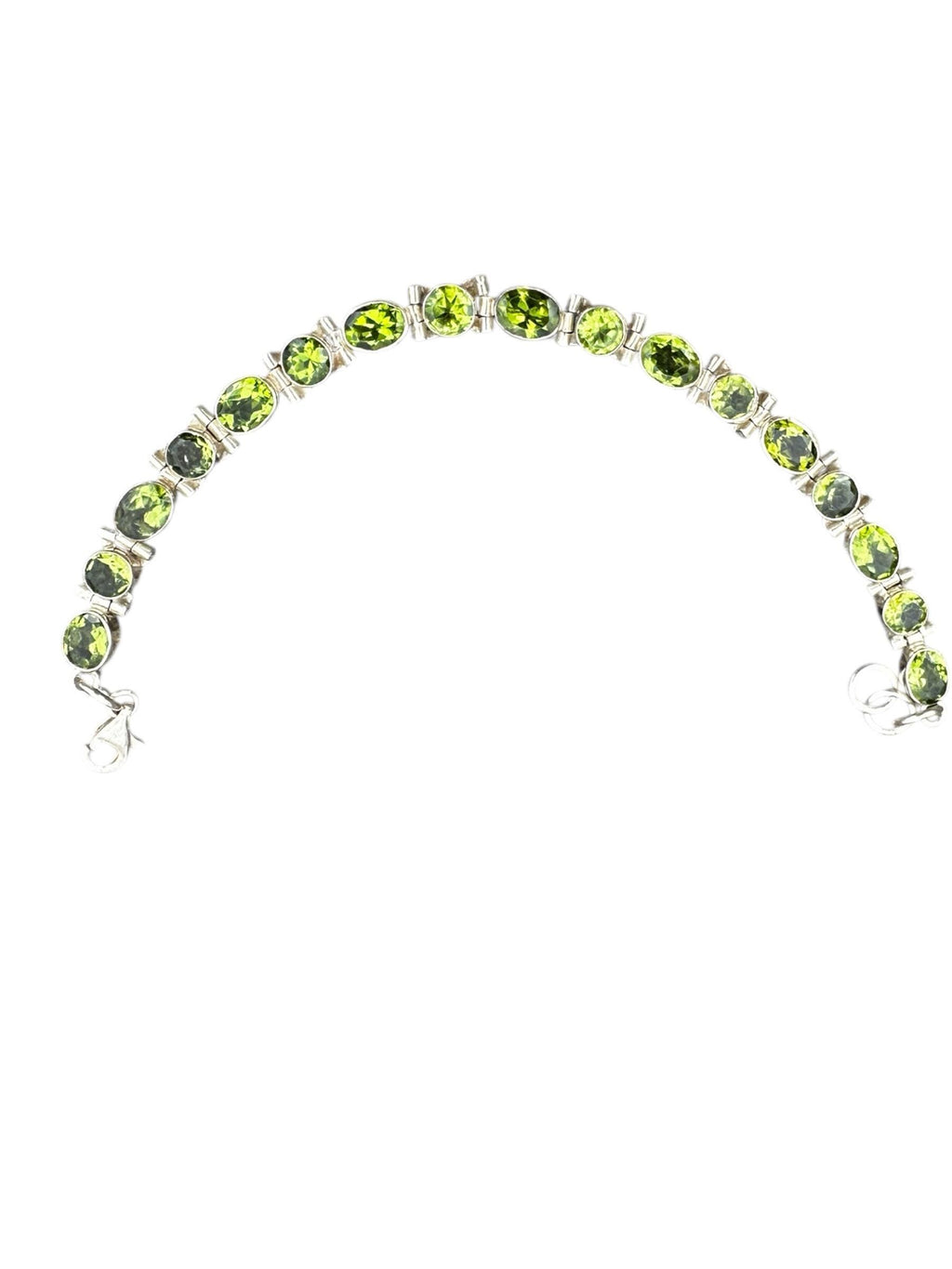 Sterling Silver Peridot Link Bracelet, Gemstone Bracelet