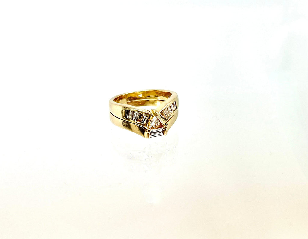 Vintage 14k Yellow Gold Trilliant Diamond Wedding Set