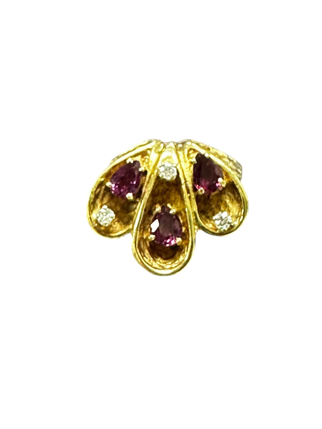 Vintage 14k Yellow Gold Ruby and Diamond Ring - July Birthstone