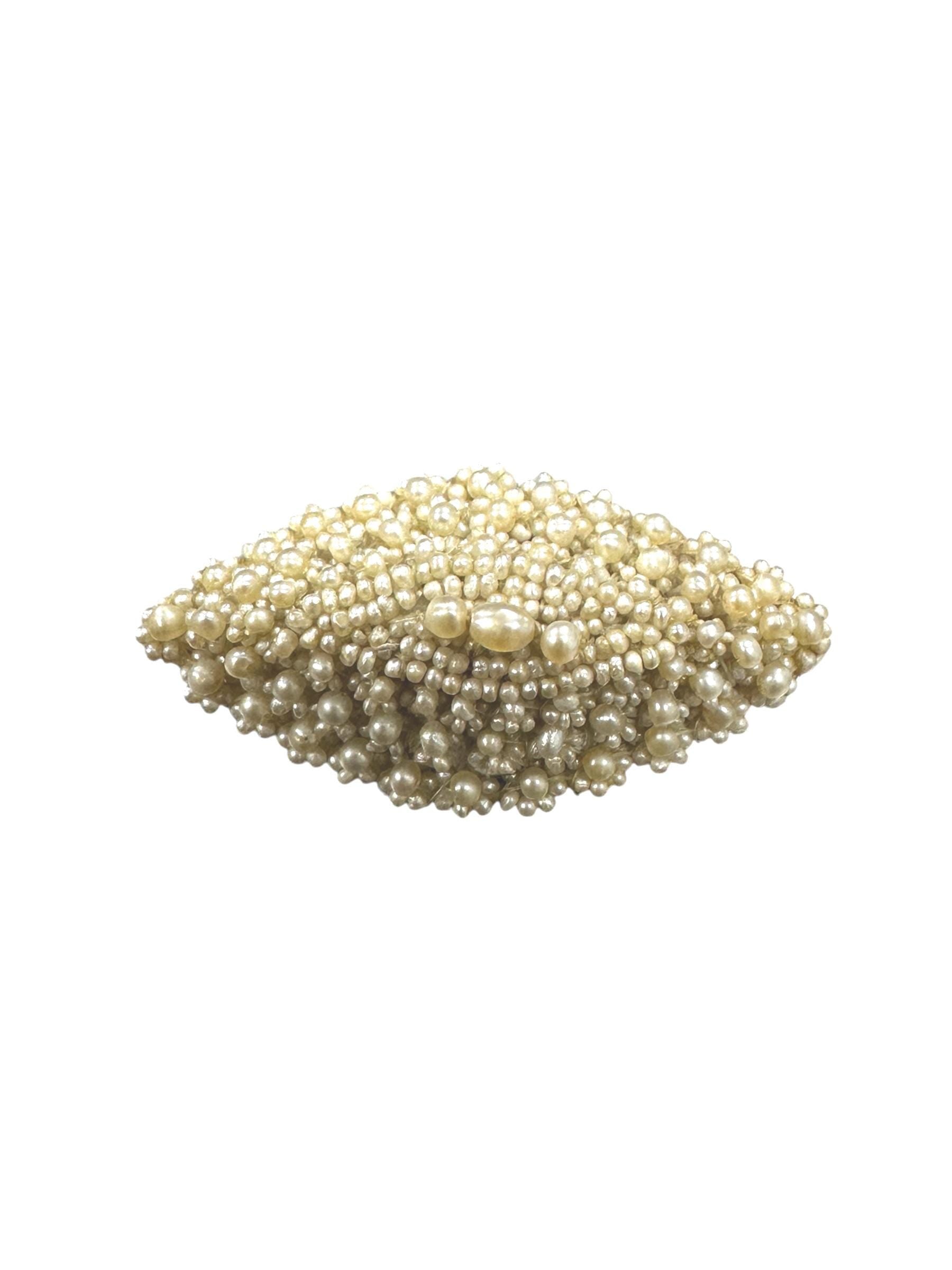 Vintage Georgian Era Woven Pearl Brooch, 14K Gold Pin Back