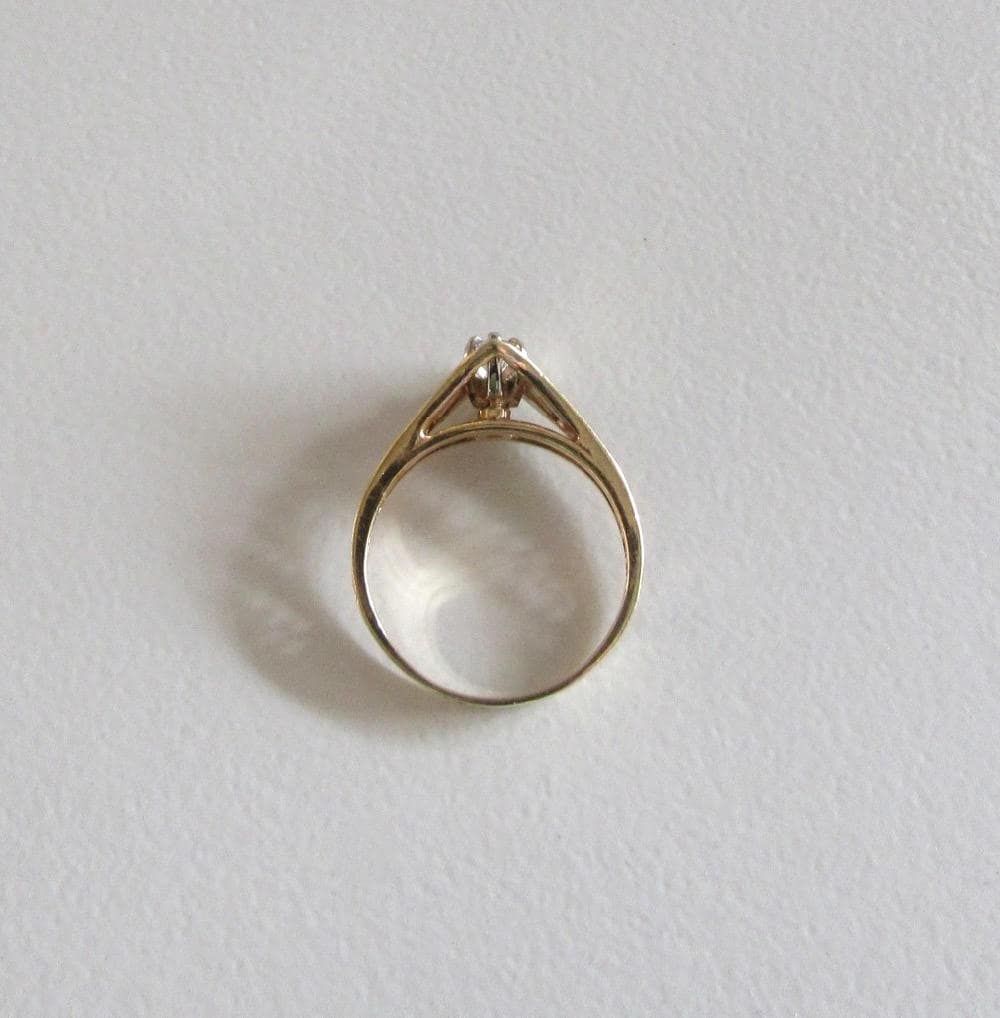 SOLD  Vintage 14k Yellow Gold Marquise Diamond Engagement Ring (0.36 Carat)