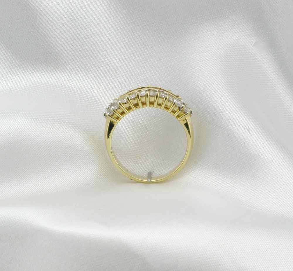 14K Yellow Gold Ruby Diamond Stacking Ring, Estate Vintage Straight Line Band