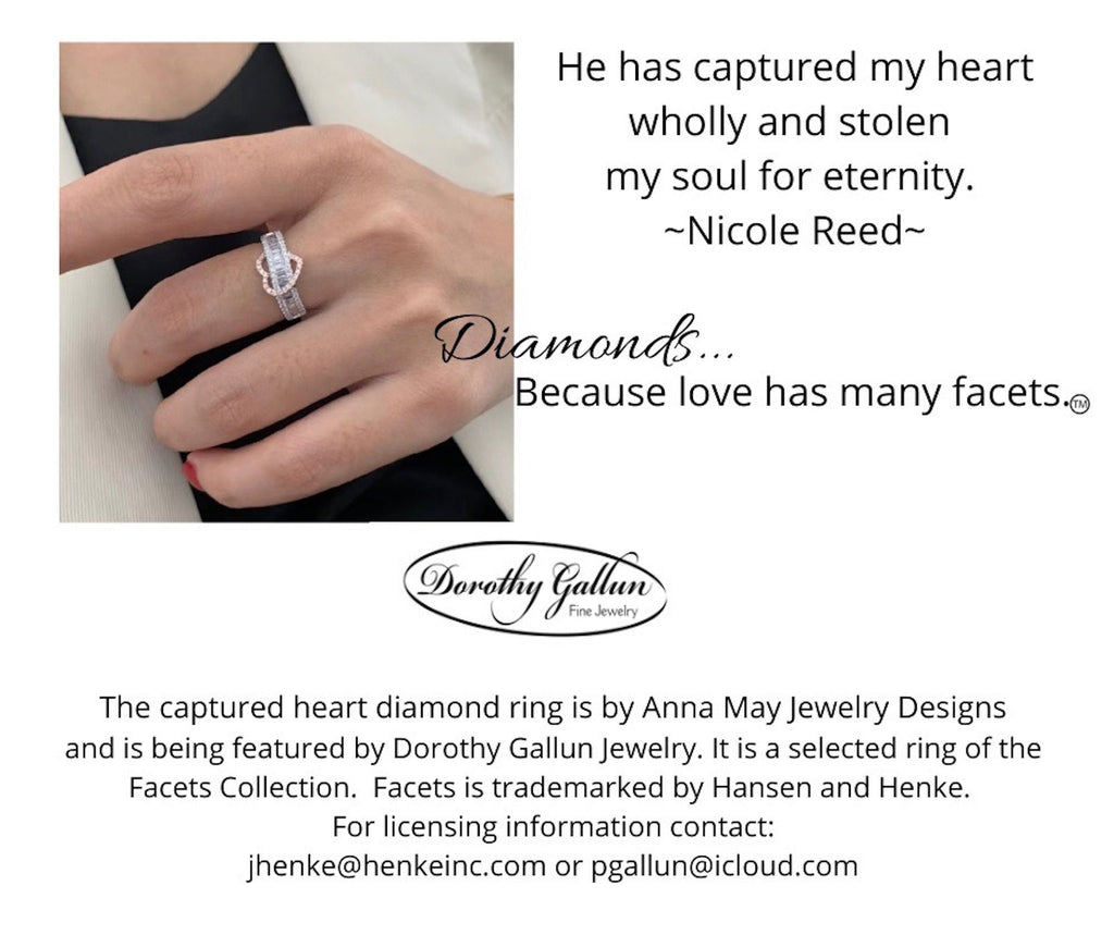 Diamond Heart Ring, 14k White Gold Band, Promise Ring