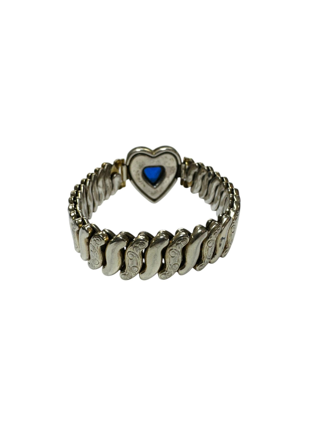 Antique Glass Heart Gold Sterling Silver Sweetheart Expansion Bracelet-1930s-40s