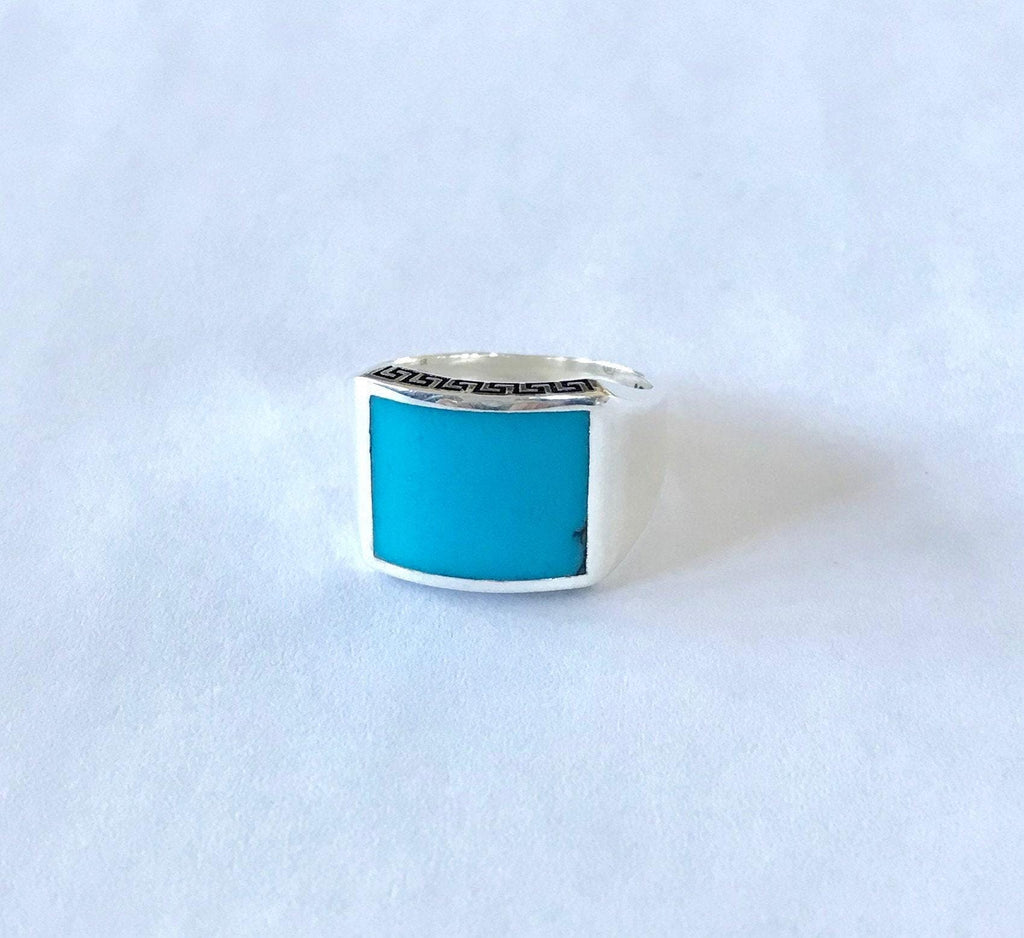 Sterling Silver Turquoise Ring, December Birthstone Ring, Inlaid Turquoise Ring