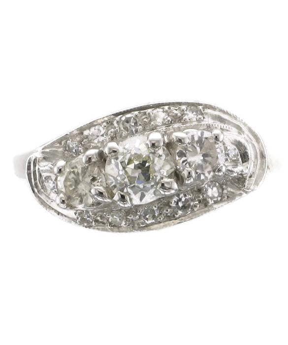 Ladies 14 Karat White Gold Diamond Cocktail Ring with Arthritic "Balls" in Shank