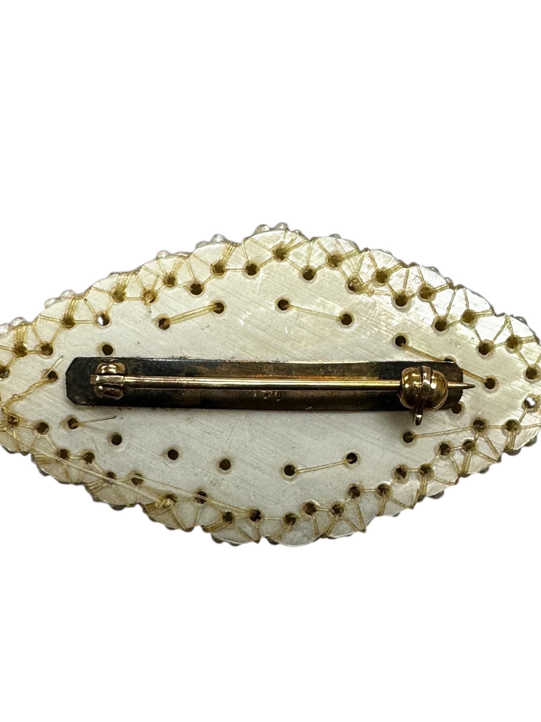 Vintage Georgian Era Woven Pearl Brooch, 14K Gold Pin Back