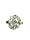 1950s White Gold Diamond Cocktail Ring, 0.25 Carat, Size 6.75