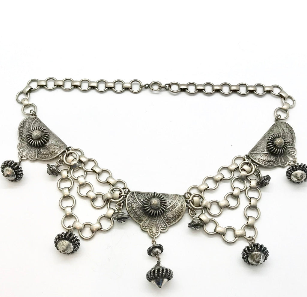Kandell and Marcus N.Y. Vintage Silver Tone Statement Necklace