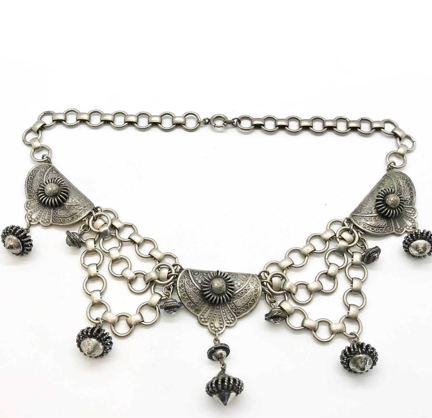 Kandell and Marcus N.Y. Vintage Silver Tone Statement Necklace