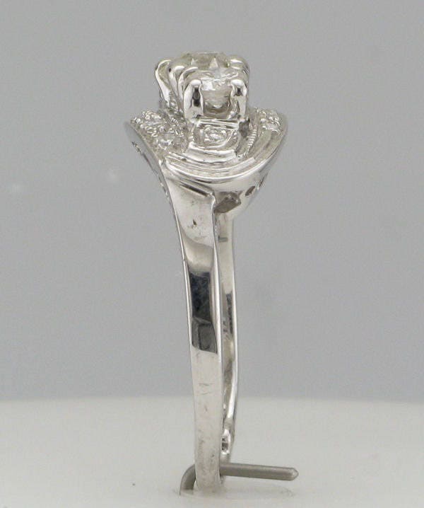 Ladies 14 Karat White Gold Diamond Cocktail Ring with Arthritic "Balls" in Shank
