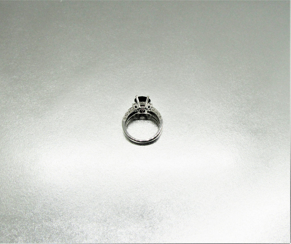 Vintage 14K White Gold Pink Tourmaline and Diamond Ring