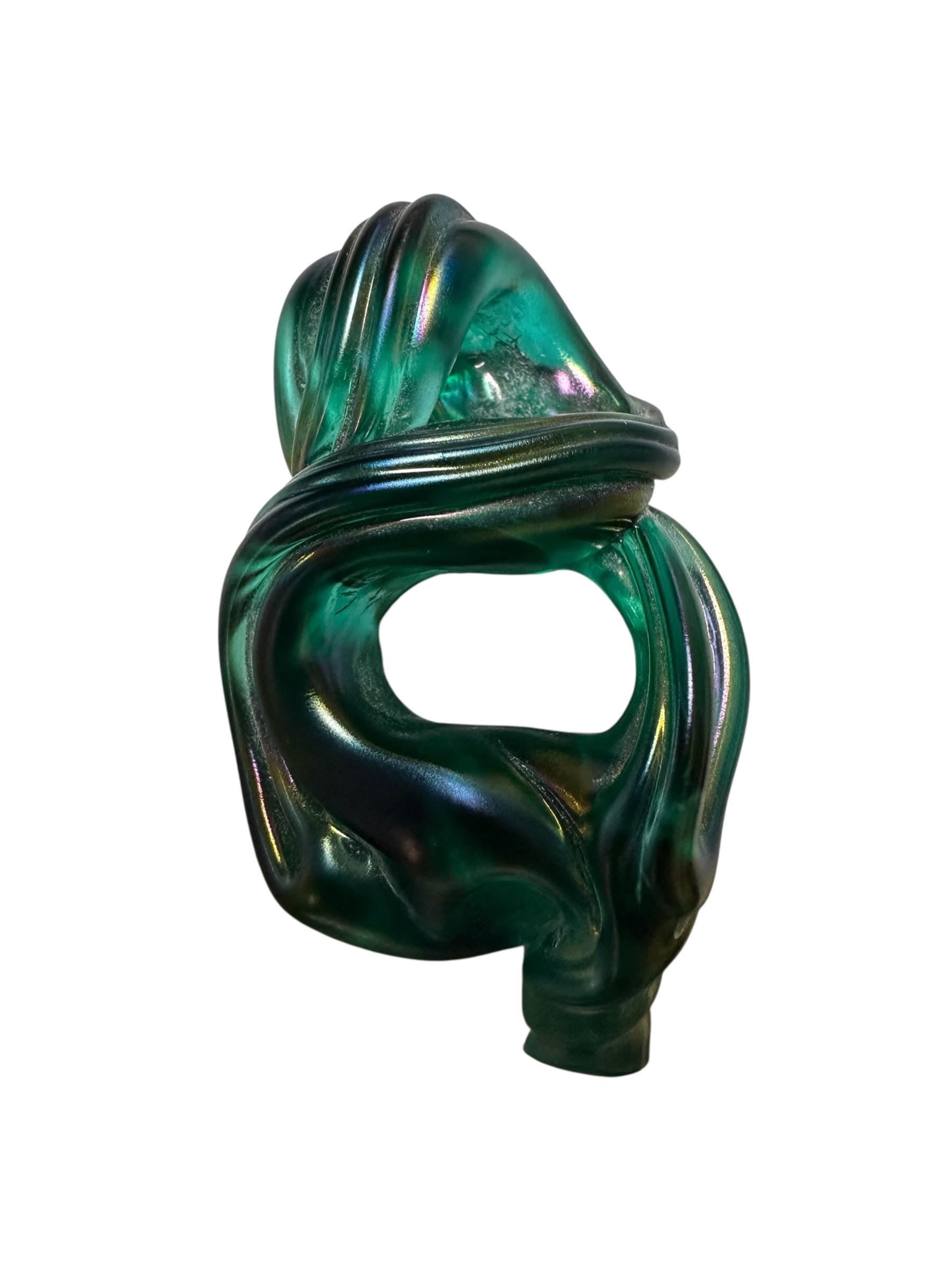 Charles Lotton Silka Art Glass Pendant: Iridescent Green & Purple handmade blown glass Jewelry