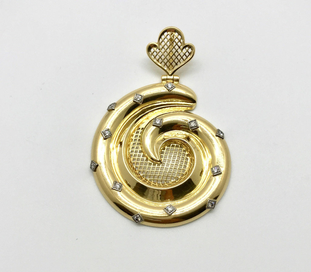 Vintage 14k Gold Diamond Spiral Pendant