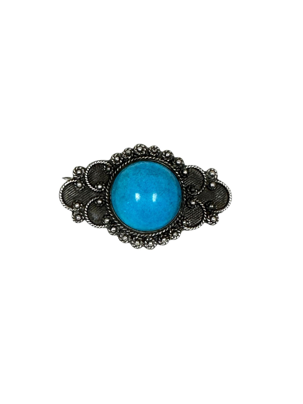 Unique Turquoise Statement Pin in Oxidized Silver