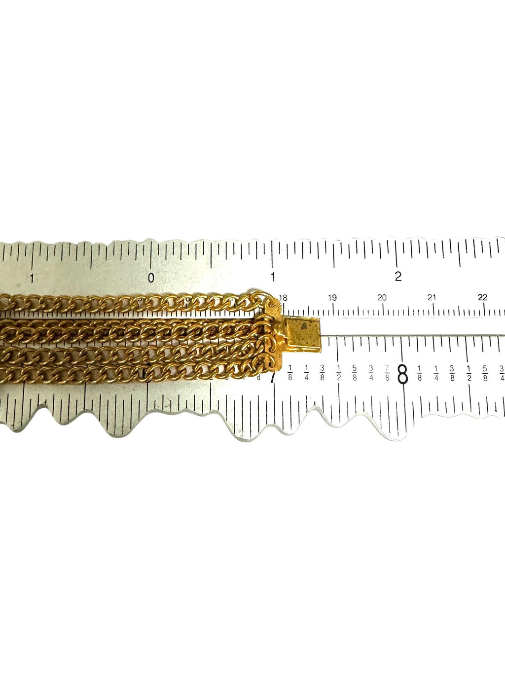 Gold Tone Marcasite Chain Bracelet with Center Flower Design and Scroll Design Clasp