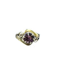 18K Gold Amethyst Ring: Swirl Design, February Birthstone