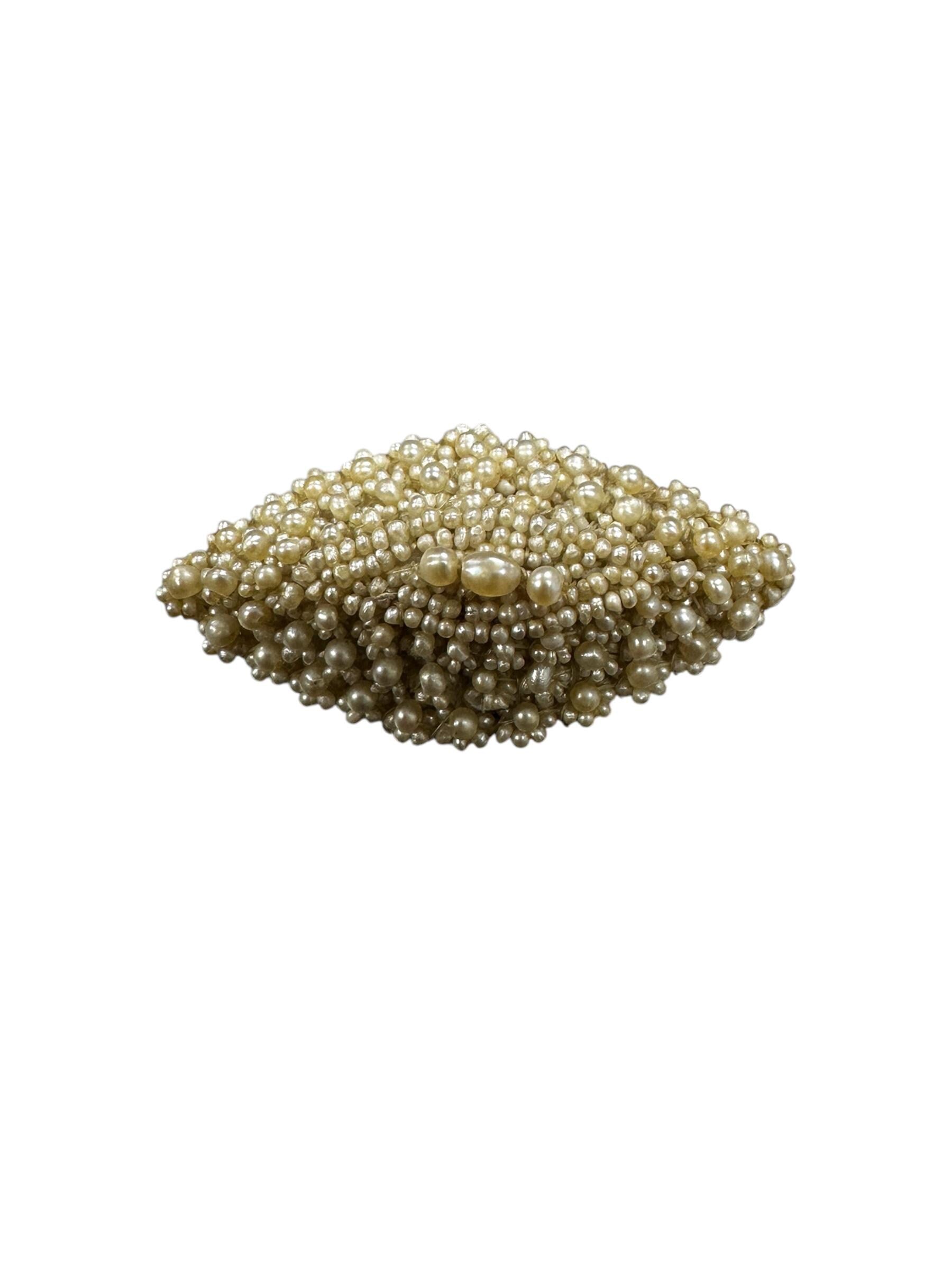 Vintage Georgian Era Woven Pearl Brooch, 14K Gold Pin Back