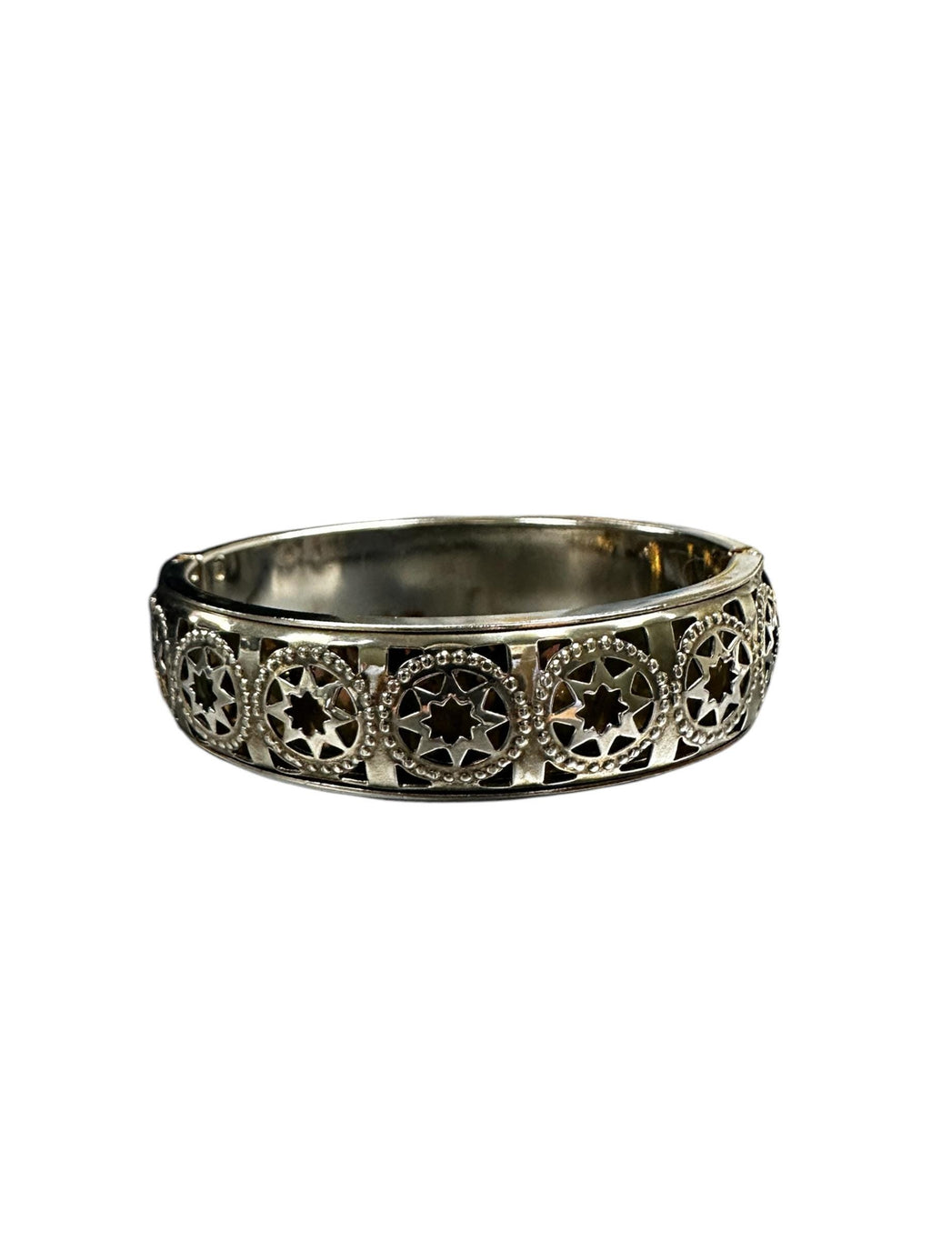 Vintage Gold & White Tone Star Cutout Bangle Bracelet