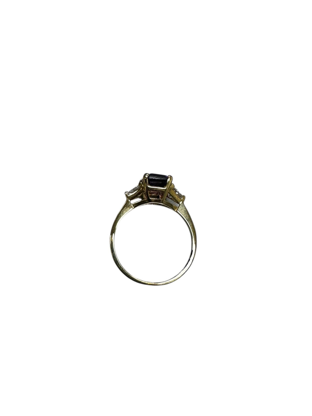 14k Yellow Gold Amethyst Ring with CZ Accents - Size 7.75