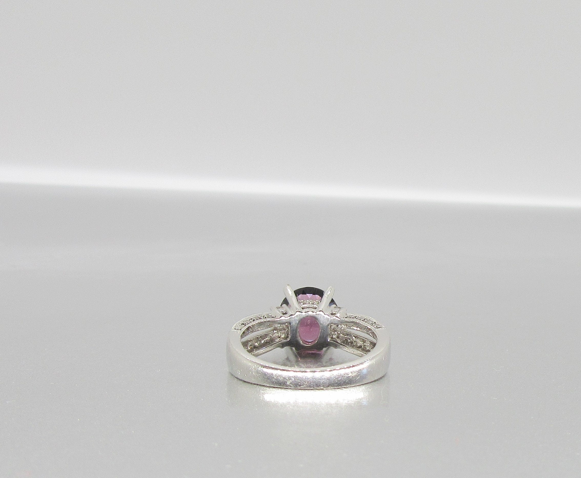 Vintage 14K White Gold Pink Tourmaline and Diamond Ring