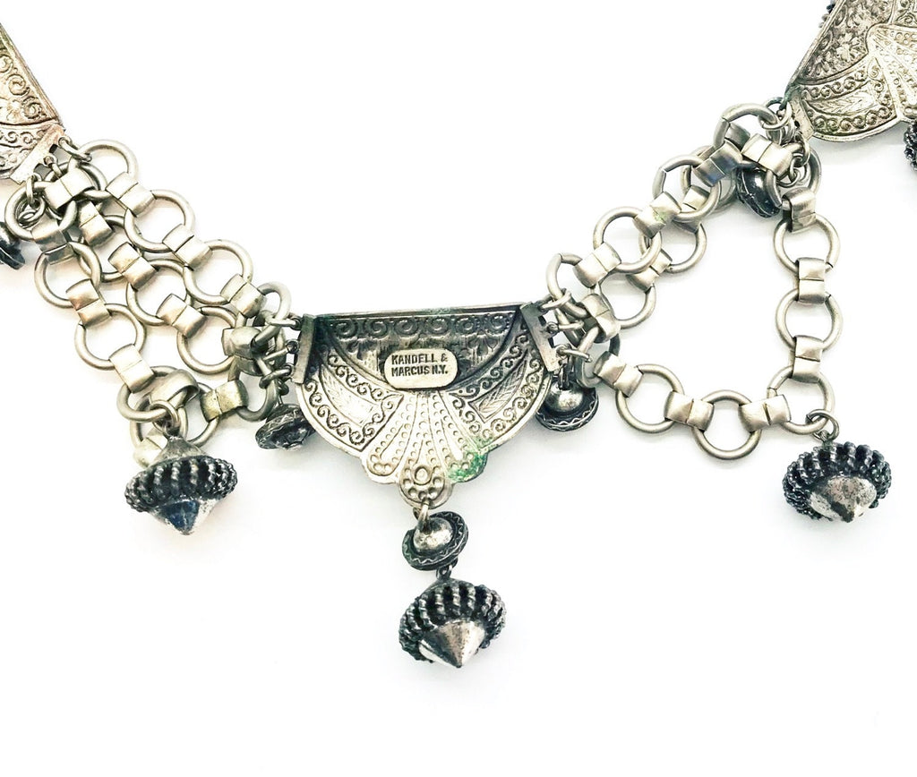 Kandell and Marcus N.Y. Vintage Silver Tone Statement Necklace