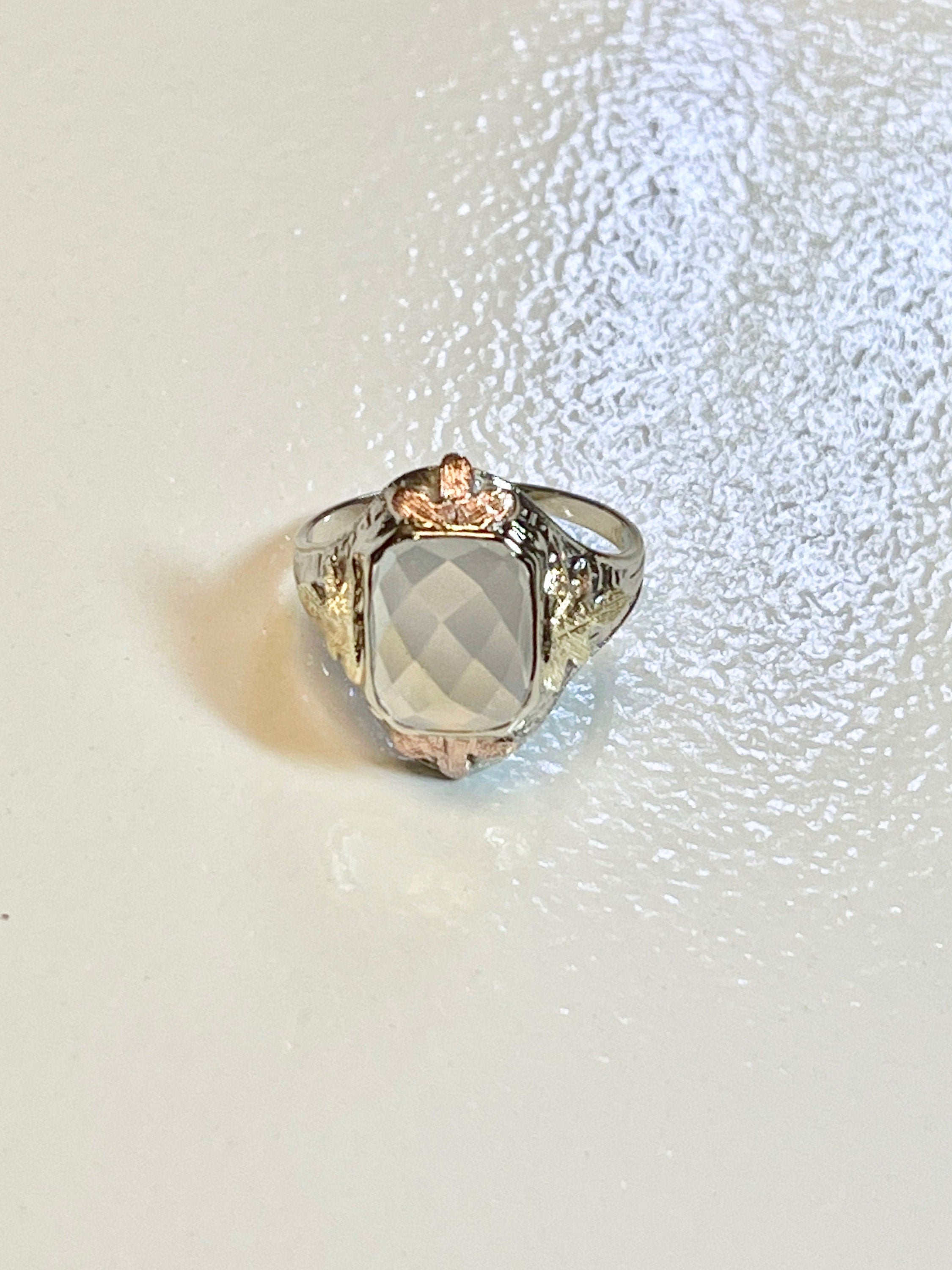 Vintage Multi Color Gold Moonstone Ring, Faceted Moonstone Jewelry