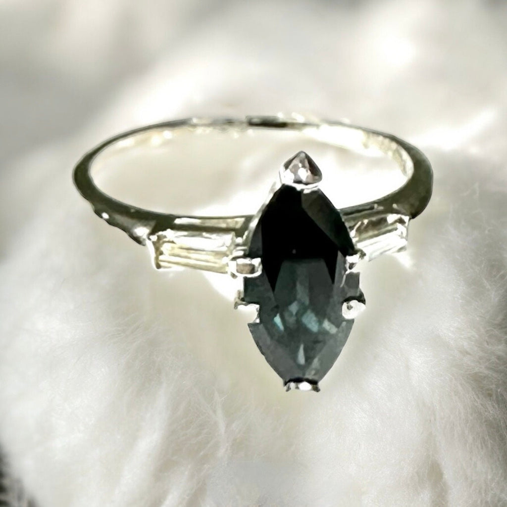 Platinum Marquise Blue Sapphire Ring: Diamond Alternative Engagement Ring