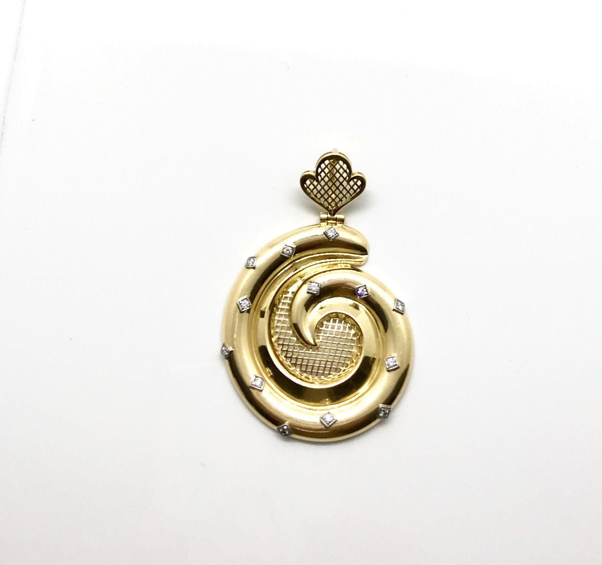 Vintage 14k Gold Diamond Spiral Pendant