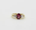 Vintage 14 karat Yellow Gold Rhodolite Garnet and Cubic Zirconia Ring