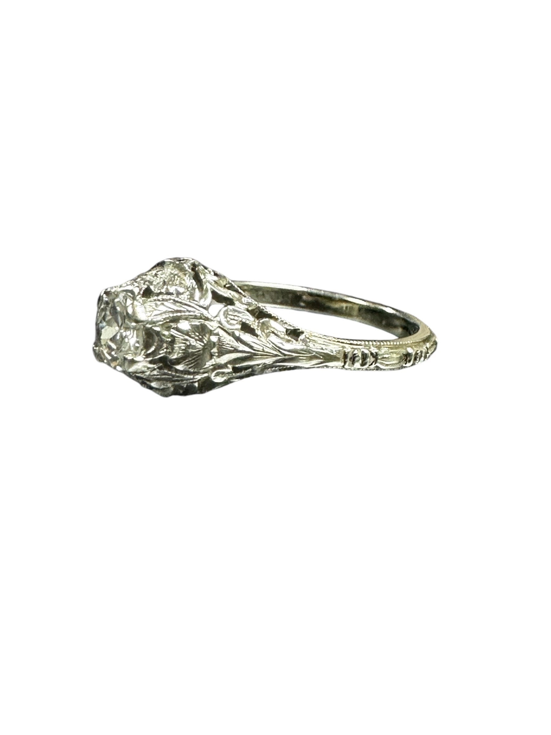 European Cut Diamond Filigree Ring - Vintage Sparkle for Her Finger