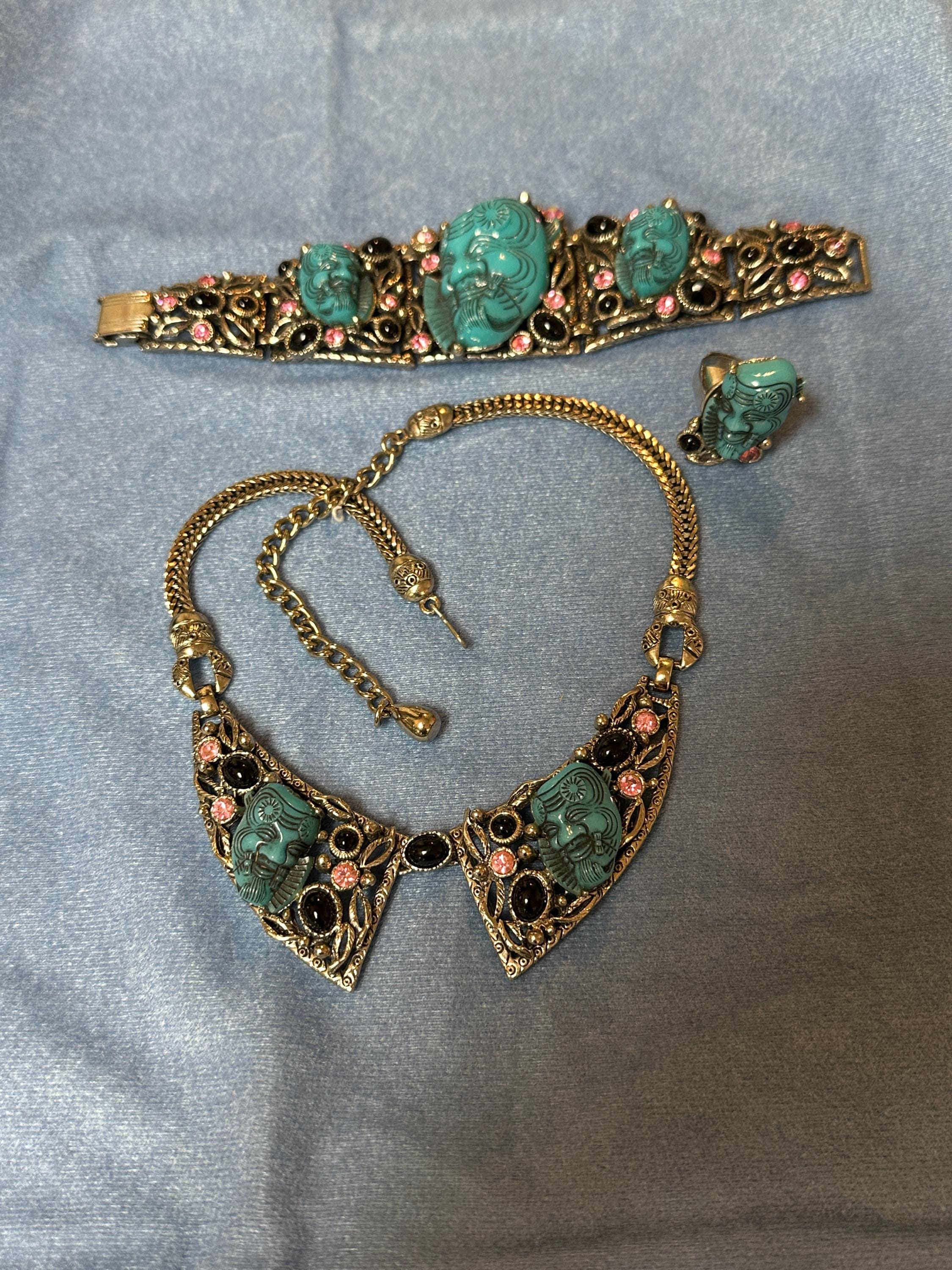 Asian Man Figural Jewelry Set - Selro Corp Necklace, Bracelet, Ring