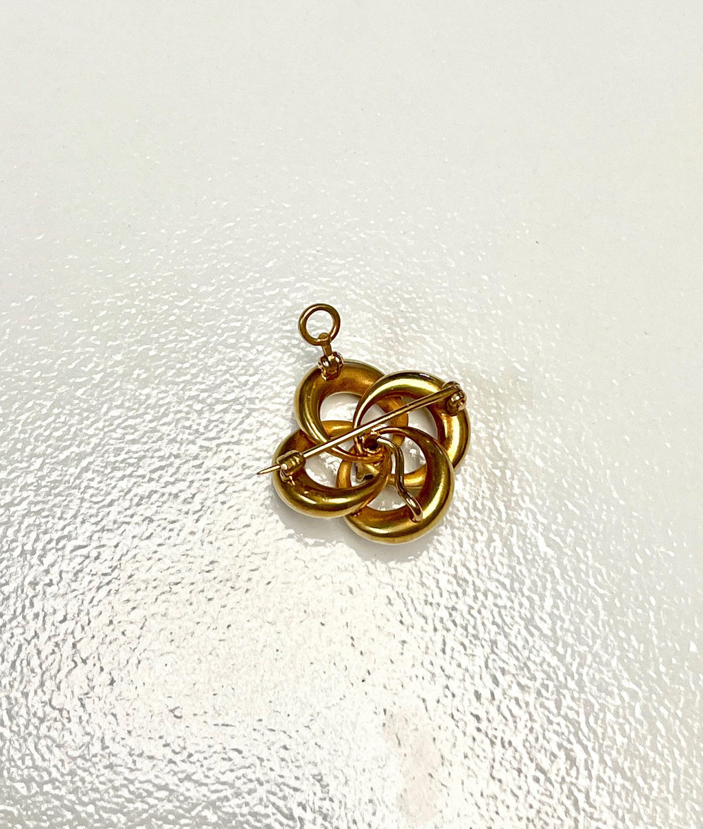 14k Yellow Gold Amethyst Knot Brooch Pendant Watch Pin