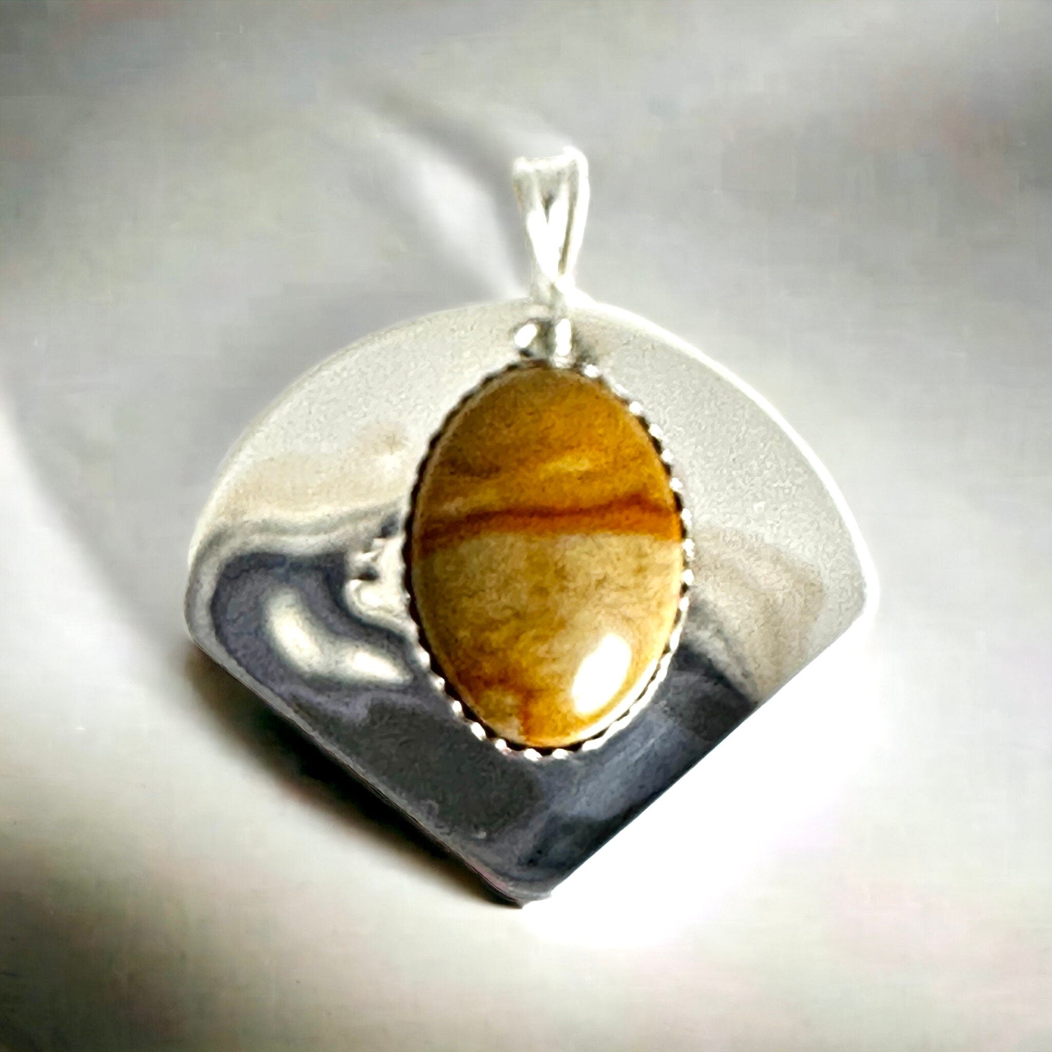 Hand Crafted Sterling Silver Agate Pendant - Student Artist JR