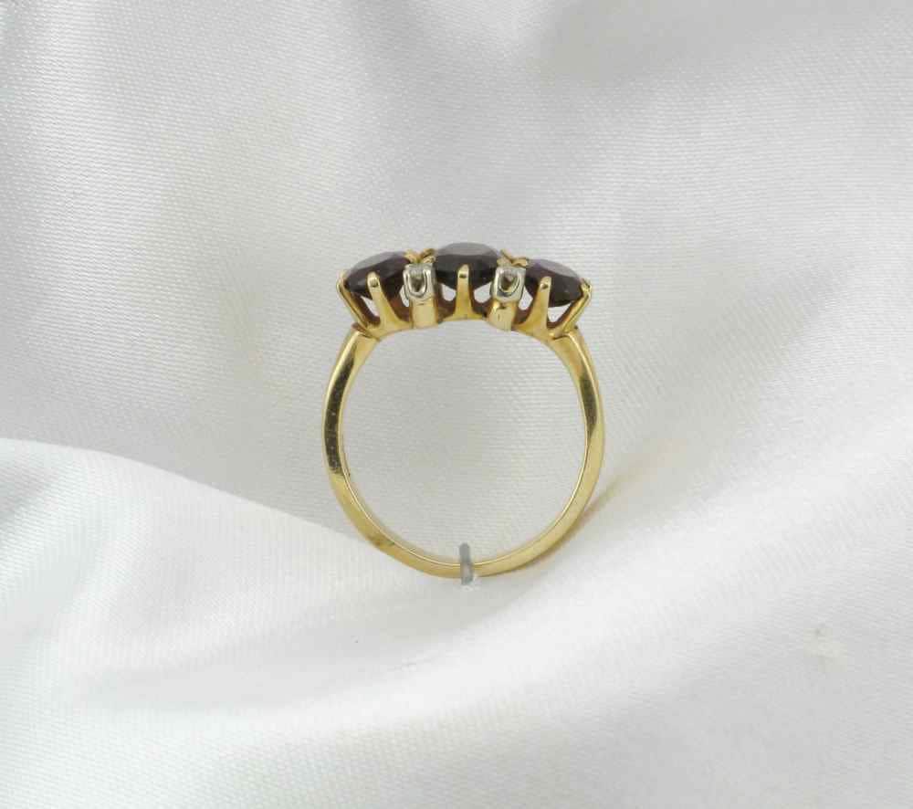 Estate 14k Yellow Gold Garnet Ring with Diamonds - Size 6.25 - January Birthstone