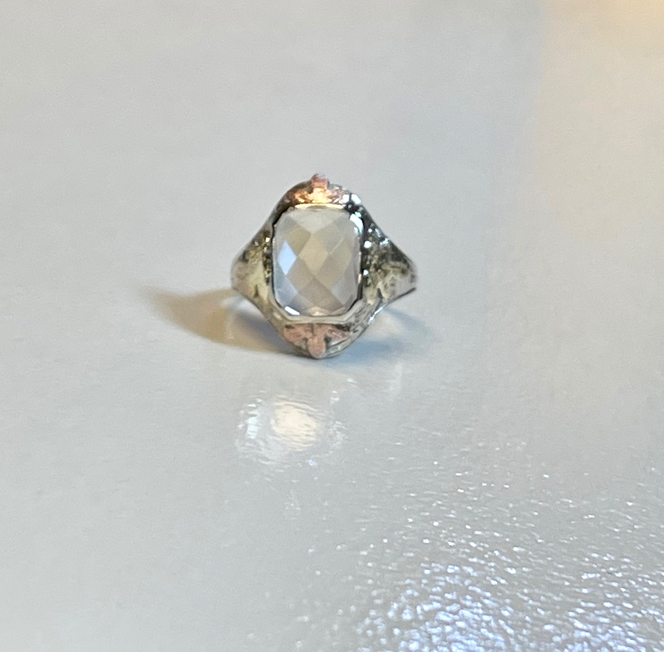 Vintage Multi Color Gold Moonstone Ring, Faceted Moonstone Jewelry
