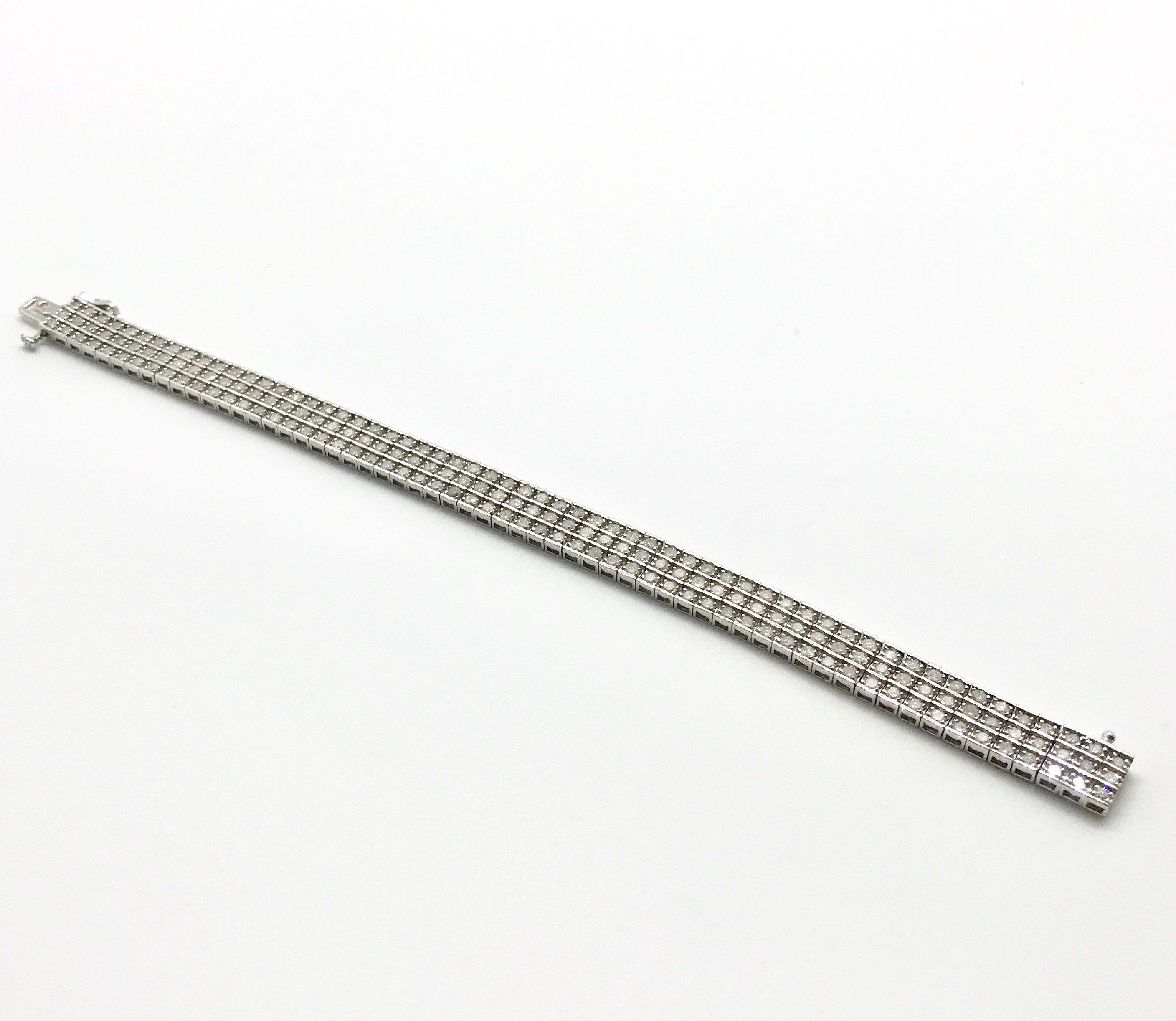 Vintage 8 Carat Diamond Tennis Bracelet: 14k White Gold