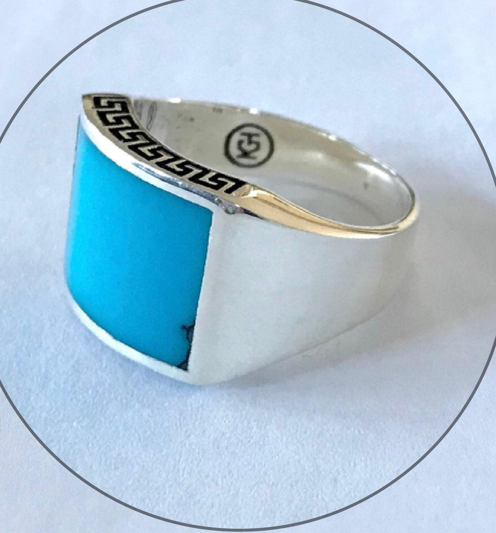 Sterling Silver Turquoise Ring, December Birthstone Ring, Inlaid Turquoise Ring
