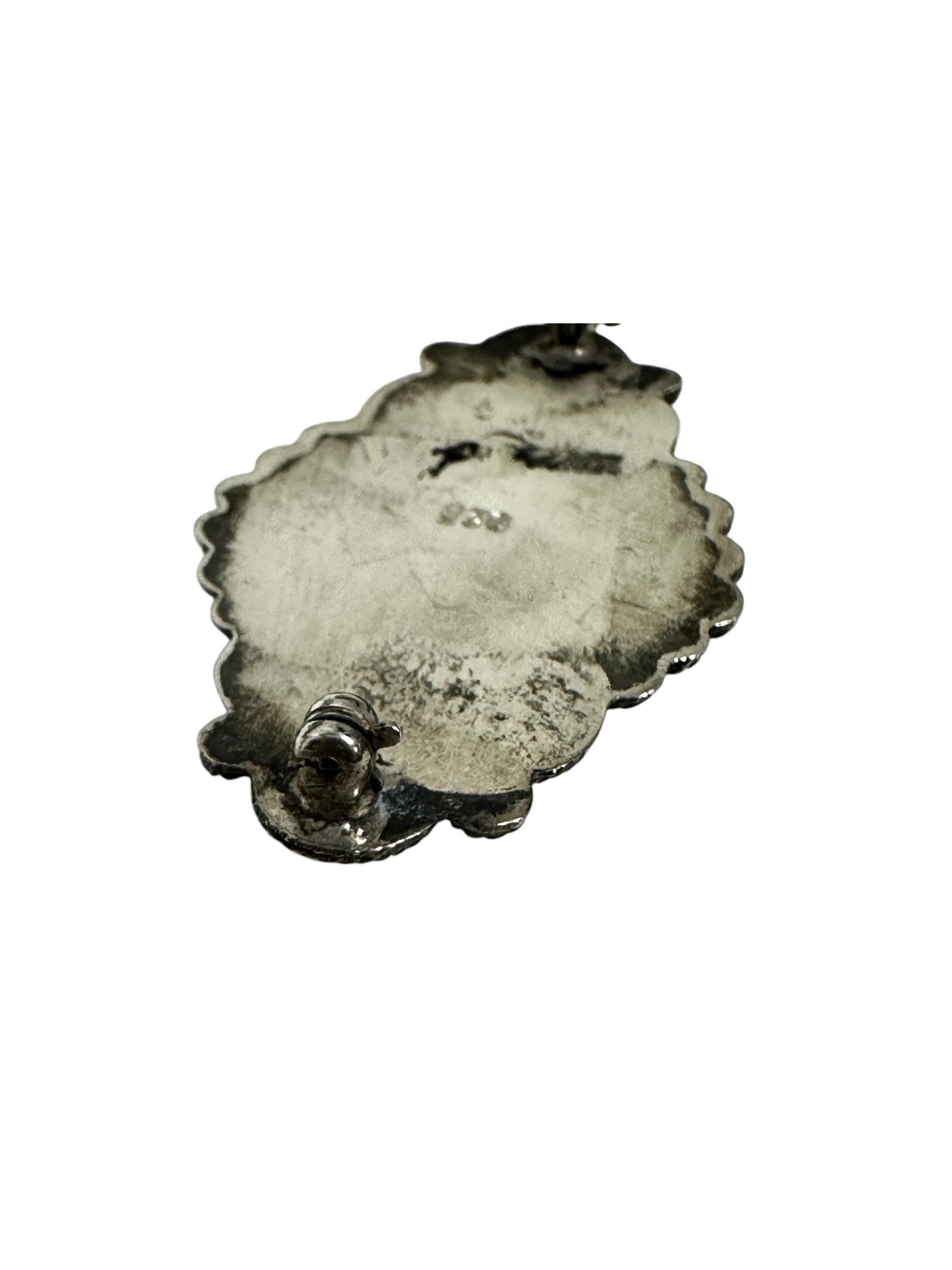 Unique Turquoise Statement Pin in Oxidized Silver