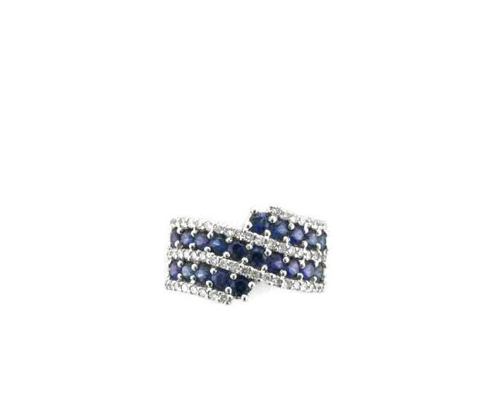 Vintage 18K White Gold Sapphire and Diamond Cocktail Ring
