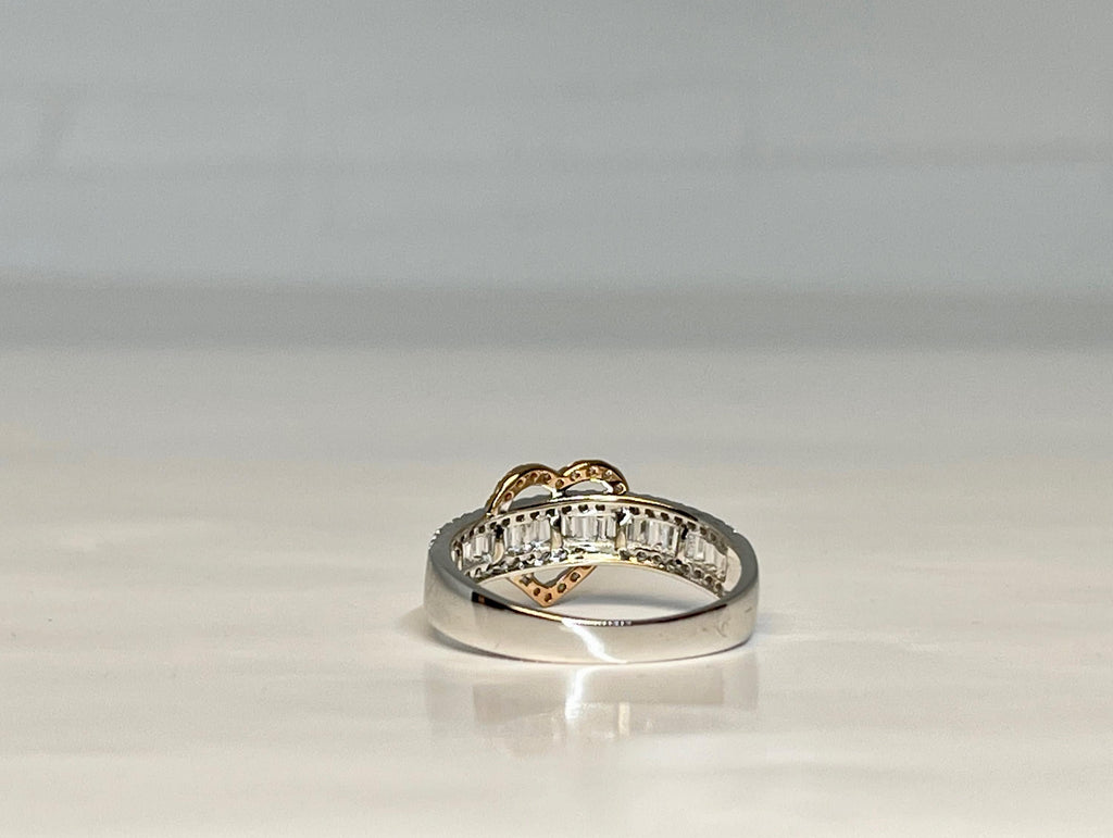 Diamond Heart Ring, 14k White Gold Band, Promise Ring