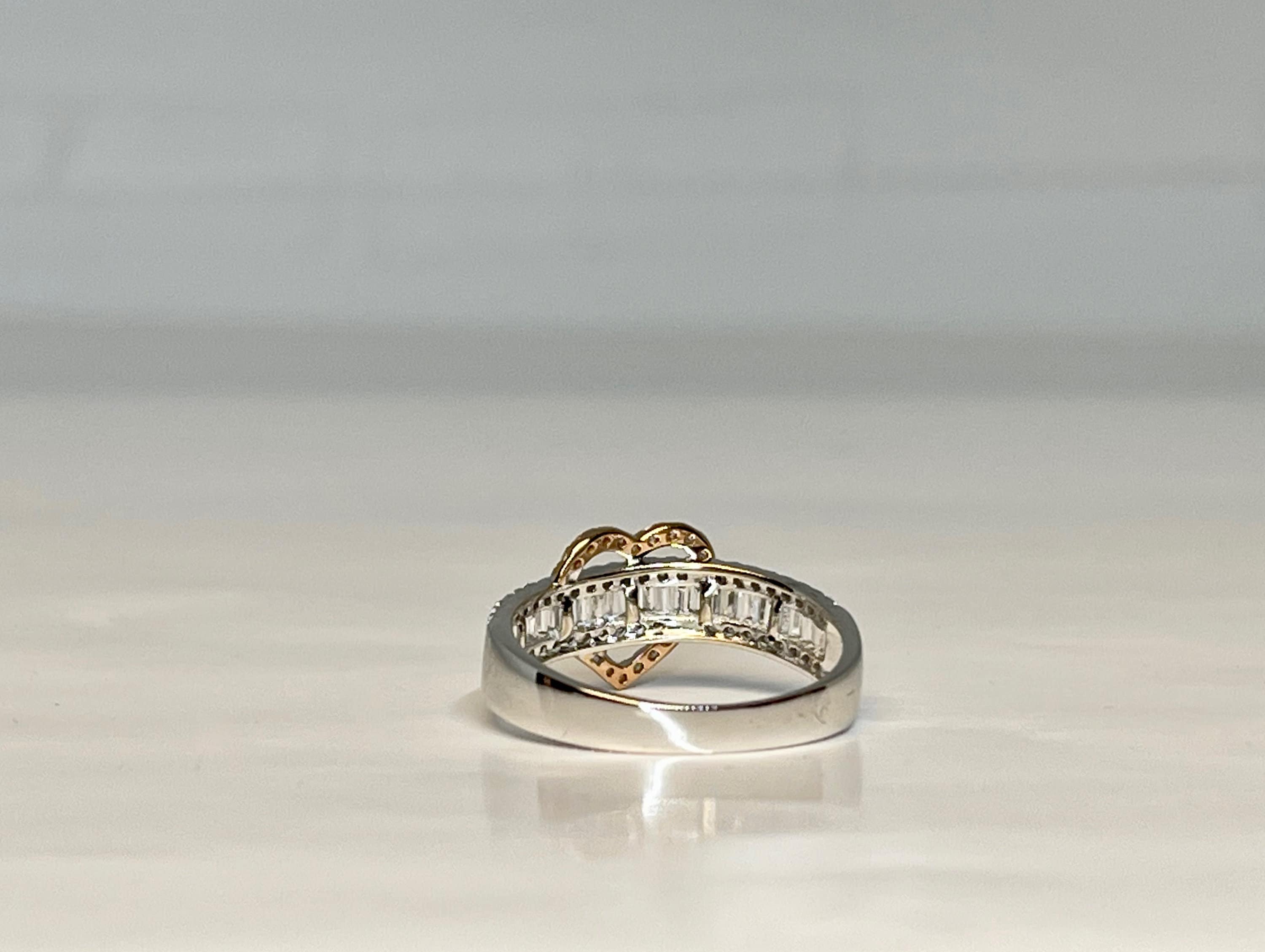 Diamond Heart Ring, 14k White Gold Band, Promise Ring